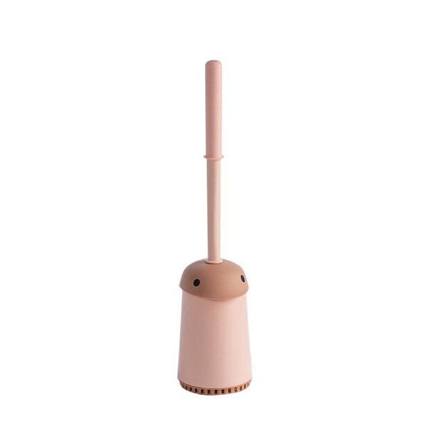 Household Toilet Brush Creative Bathroom Cleaning Tool with Holder Bowl and Long Handle Standing Toilet Brush SetPink