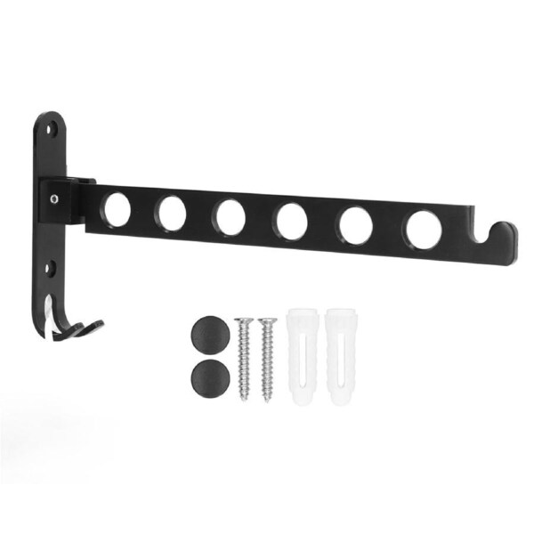 Folding Clothes Hanger Space Saving 90° Collapsible Laundry Drying Rack with 6 Holes Black