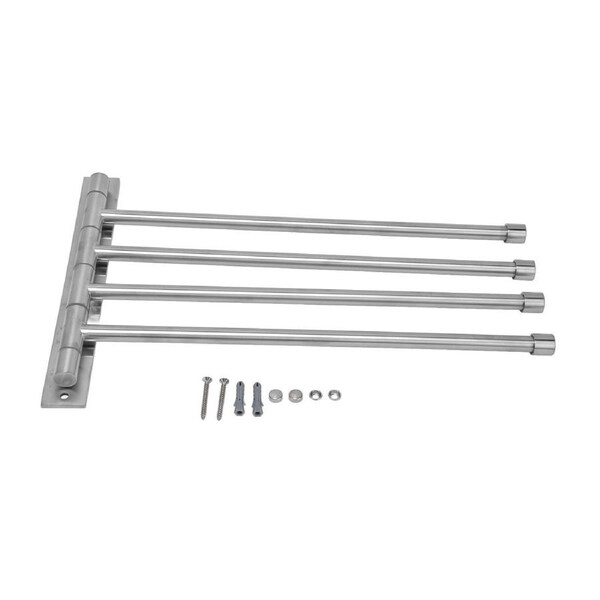Swivel Towel Rack 4-Bar Foldable Wall Mount Stainless Steel Silver Brushed Universal Movable for Bathroom