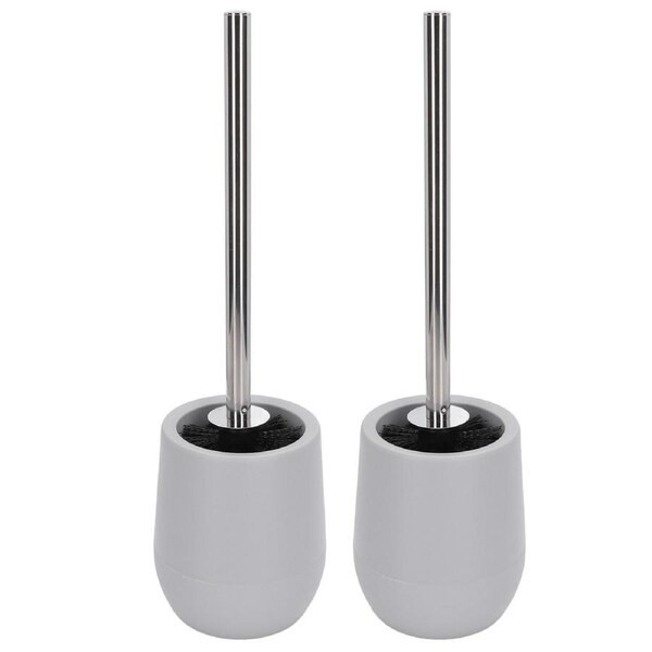 2sets Toilet Bowl Cleaner Brush Lockable Thread Convenient Practical Efficient Safe Reliable Durable Cleaning ToolsGray (2pcs/inner Box)