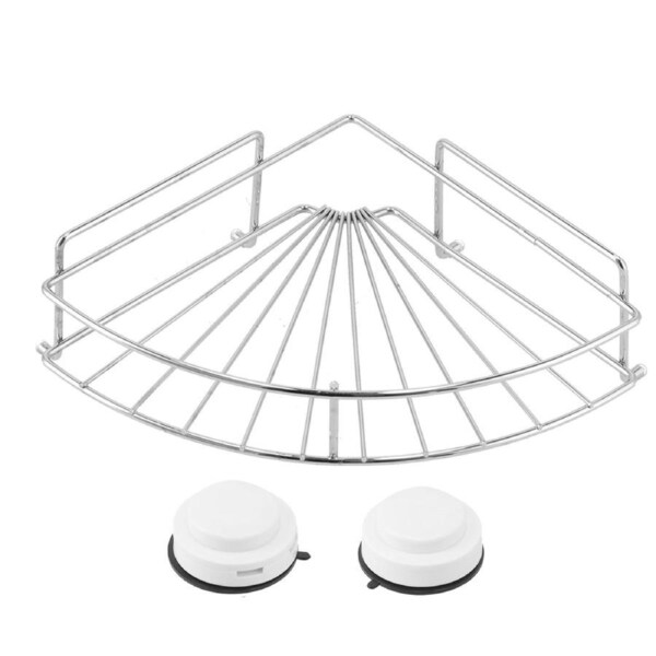 Bathroom Corner Shelf Wall Hanging Hollow Triangle Shower Rack with 2 Suction Cups for Toilet Kitchen