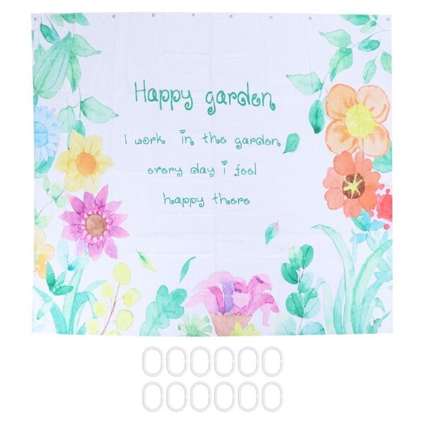 Floral Pattern Shower Curtain Summer Polyester Waterproof Curtain Bathroom Home Decoration4.9x5.9ft