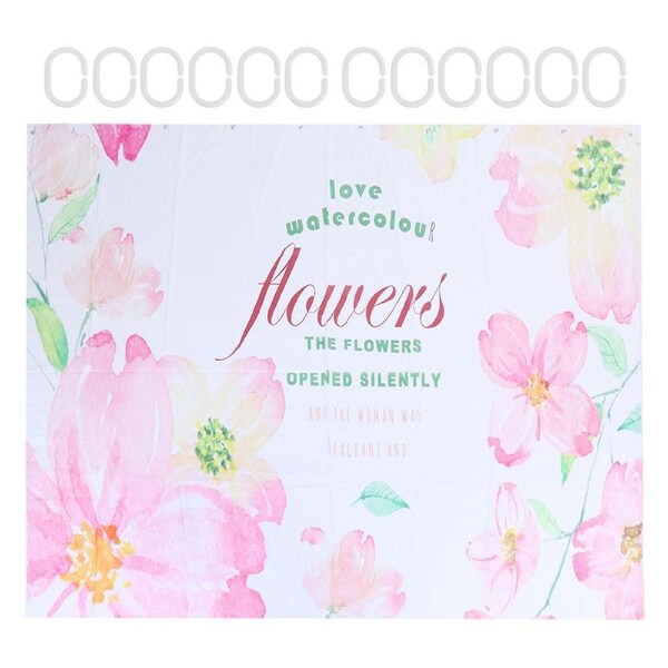 Summer Floral Pattern Shower Curtain with Hook Bathroom Curtain for Home Bathtubs150x180cm