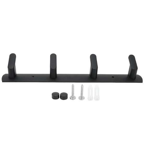 Simple Space Aluminum Row Hooks Wall Mounted Hook for Kitchen Bathroom Wardrobe Black4 Hooks