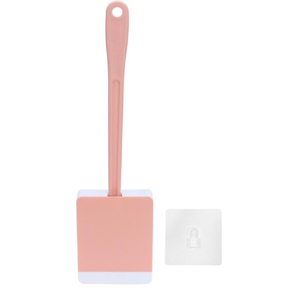 WallMounted Toilet Brush with Lid Soft Long Handle Cleaning Brush for Bathroom Hotel Home(Pink )