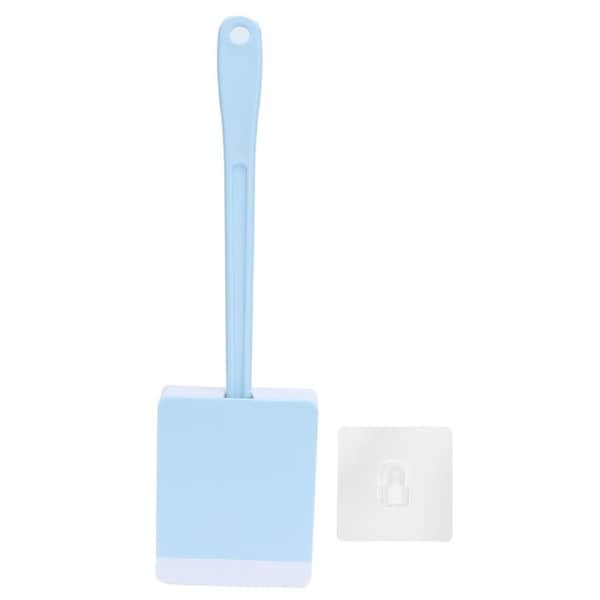 WallMounted Toilet Brush with Lid Soft Long Handle Cleaning Brush for Bathroom Hotel Home(Blue )
