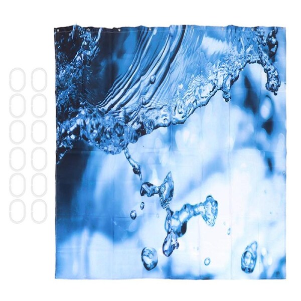 Shower Curtain Set Waterproof Hanging Bath Curtain with Rings Bathroom Accessory150x180cm