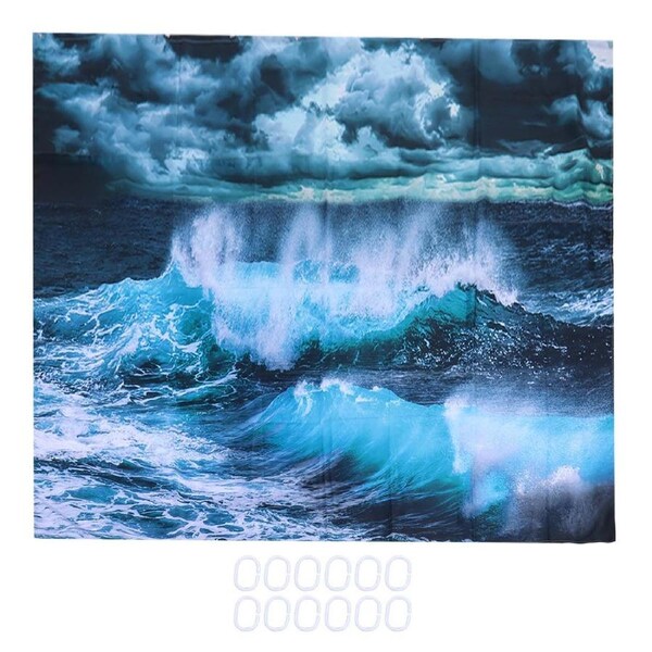 Innovative Shower Curtain with Hanging Rings Bath Curtain Home Bathroom Accessory150x180cm