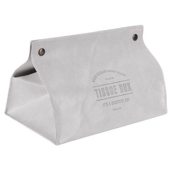 PU Leather Originality Tissue Box Desktop Tissue Organizer for Bedroom Living RoomGray