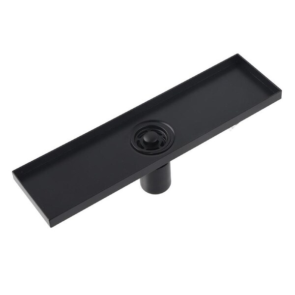 Linear Shower Floor Drain with Removable Cover 304 Stainless Steel Matte Black 30cm