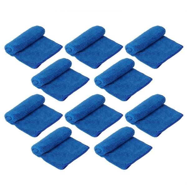10Pcs Blue Clean Towel Square Soft Microfiber Towel Home Kitchen Cleaning Supplies