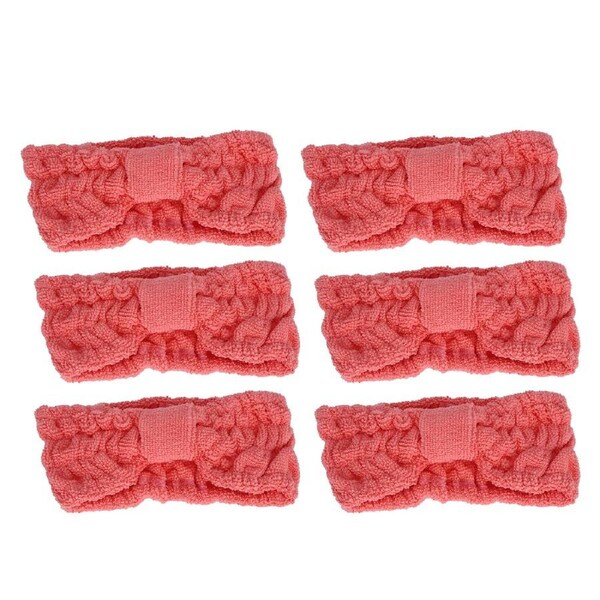 6PCS Microfiber Headbands Soft Elastic Bowknot Hair Bands for Makeup Face Washing Sports SuppliesRose Red
