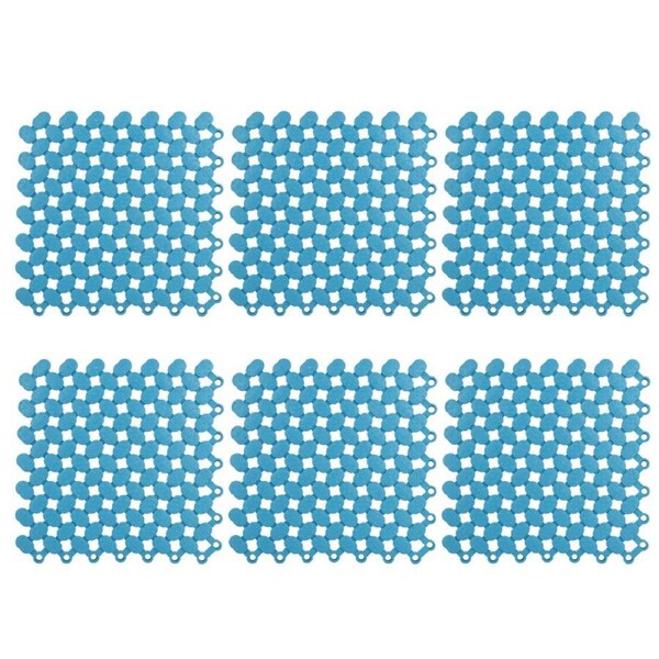 6Pcs 20x20cm NonSlip Splicing Interlocking Floor Mat for Kitchen Bathroom Shower Pool Balcony(Blue )