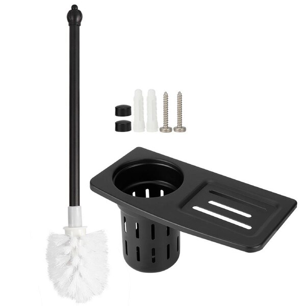 Wall-Mounted Toilet Brush Holders Home Bathroom Toilet Bowl Cleaning Brush Holders Set(7243B Black )