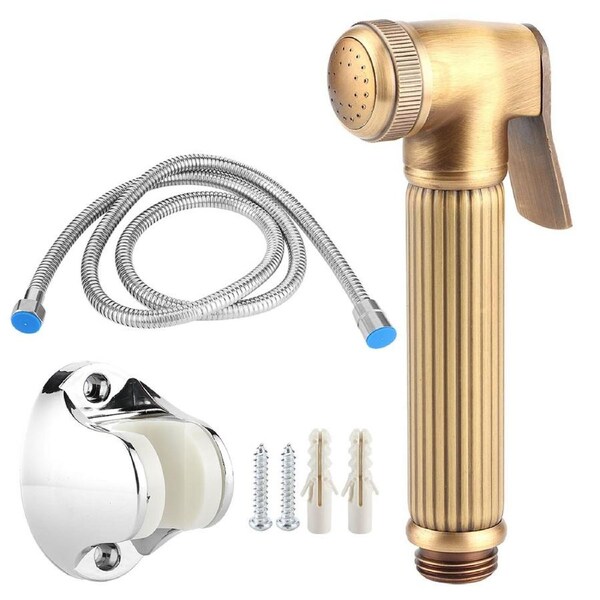 G1/2in Thread Copper Handheld Toilet Bidet Sprayer Hand Held Spray Nozzle Hose Holder Set for Bathroom