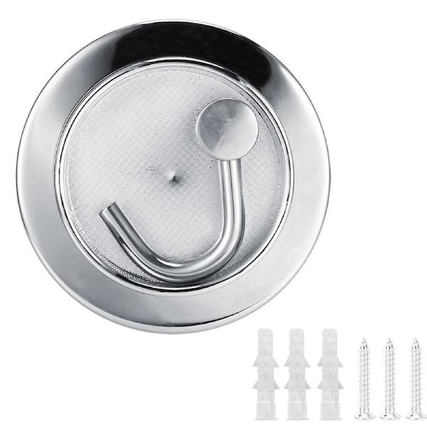 Rotating Single Hook Wall Mount Clothes Hanger WallIn Stainless Steel w Install Screw(Economical Type (Punched ) )