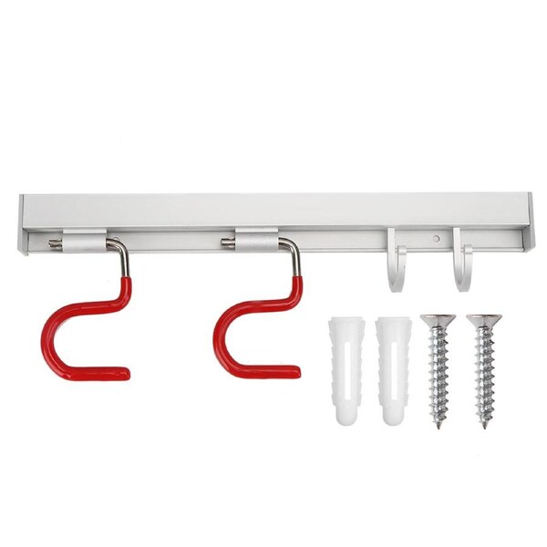 Space Aluminum Wall Mounted SShaped Mop Broom Storage Rack Holder Toilet Bathroom Accessory(2 Hanger 2 Hook )