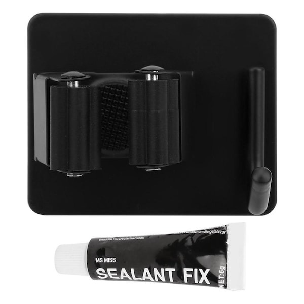 Wall Mounted Mop Broom Holder Stainless Steel Hooks Hanger Organizer for Lanudry Garden Garage ToolsBlack