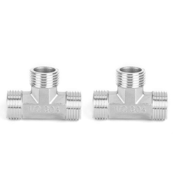 G1/2in Male Thread Stainless Steel TShaped Tee Connector Pipe Connection Fittings Accessories