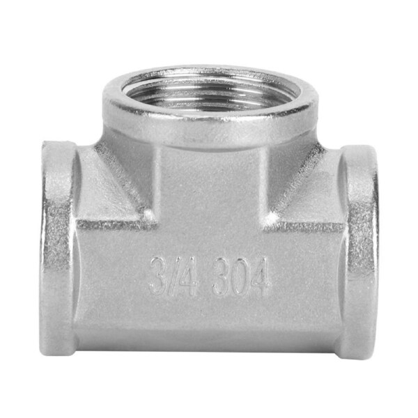 304 Stainless Steel Tee Threaded Pipe Connector for Industrial Pipe Shelf Household Tool3/4in x 3/4in x 3/4in Female Thread