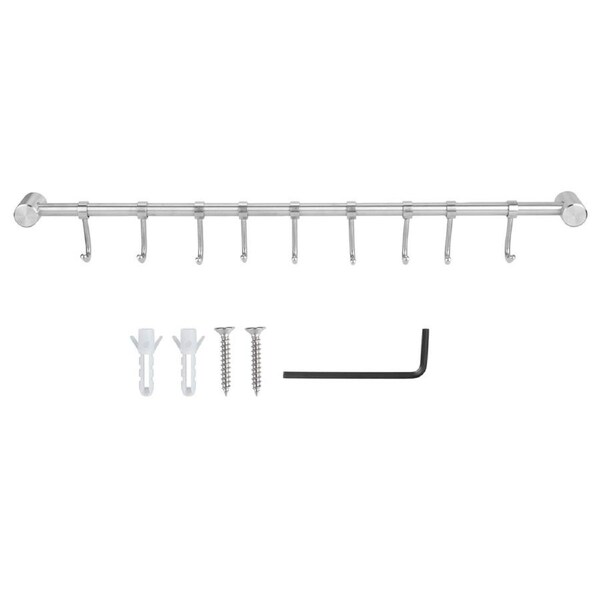 500mm Wall Mounted Coat Rack Coat Hooks Movable Stainless Steel Hook Rack for Clothes