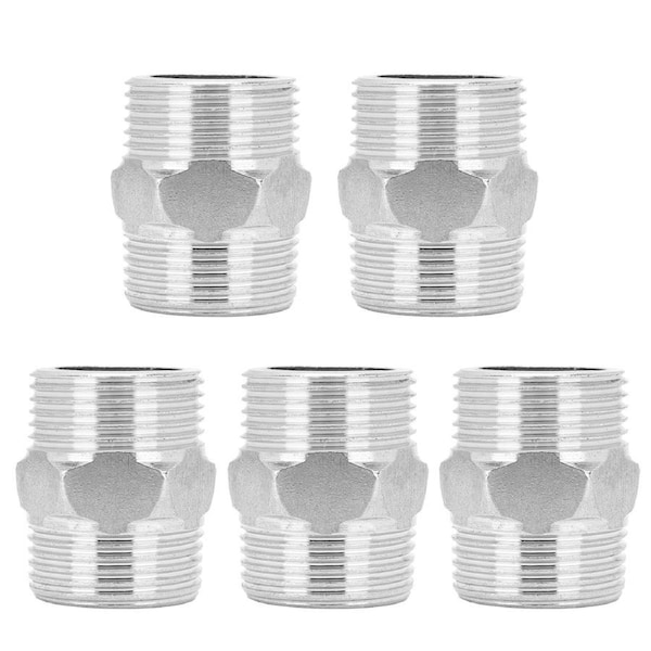 G3/4in Male to G3/4in Male Hex Nipple Connector Adapter Stainless Steel Threaded Pipe Fitting