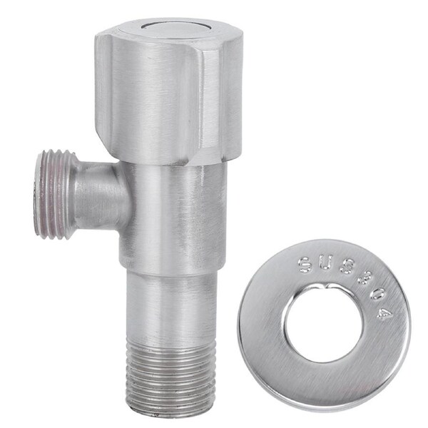 G1/2in Thread Stainless Steel Hot Cold Stop Valve Angle Valve Kitchen Basin Toilet Accessories