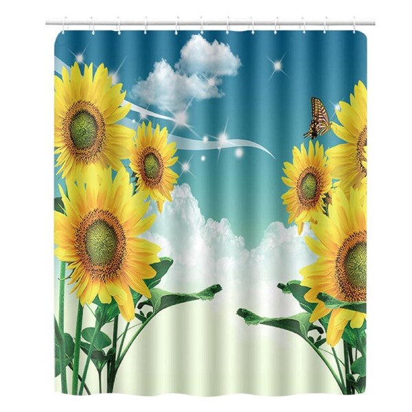 180x180cm Beautiful Print Shower Curtain Polyester Waterproof Bathroom Bath Curtain AccessorySunflower