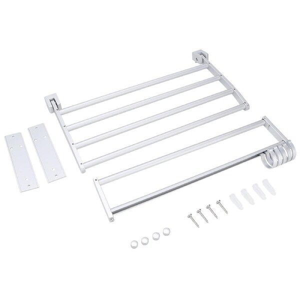 Household Bathroom Space Aluminum Wall Mounted Double Layer Bath Towel Holder Towel Rack Storage Rack 37cm