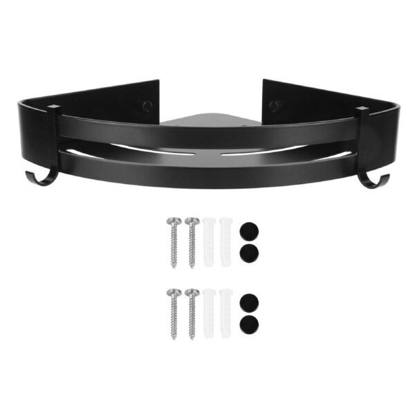 Wall Mounted Corner Container Shelf Storage Rack Organizer Holder for Bathroom ShowerSingle Layer Triangular with Hook