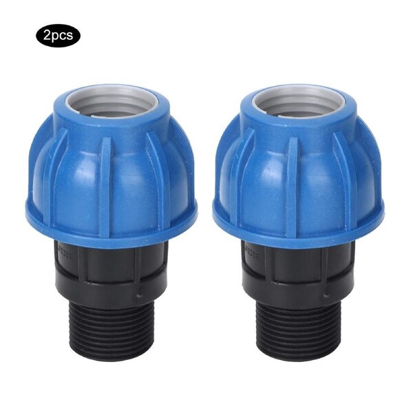 2Pcs PE Plastic Water Pipe Connector Connection Fitting Accessories32mm to 1in Male Thread