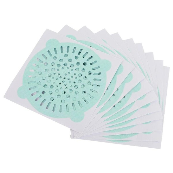 10pcs Disposable Self adhesive Drainer Filter Protective Film for Floor Drain (Green)