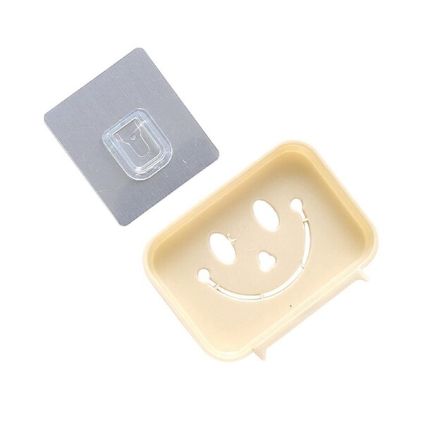 Soap Dish Suction Cup Soap Holder Soap Box Wall Mounted Draining Soap Dish(Beige)