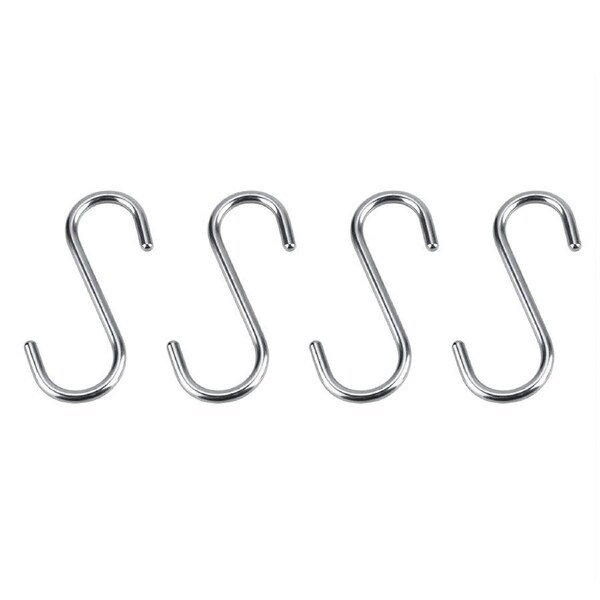 4pcs Heavy Duty s shape Stainless Steel Hook Bathroom Kitchen Clothes Hat Hooks