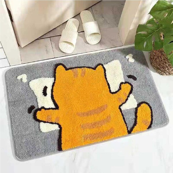 Indoor Door Mat Anti Skid Colorful Front Door Rug 60x40cm Entrance Mat for House DecorationPillow Cat 40x60cm Thickened