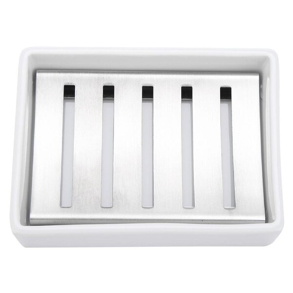 304 Stainless Steel Soap Case Holder Ceramic Soap Container for Bathroom Kitchen Use