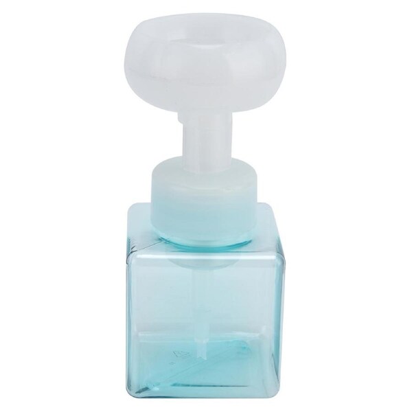 250ml Foam Pump Bottle Portable Refillable Reusable FlowerShaped Liquid Soap Dispenser(Transparent Blue )