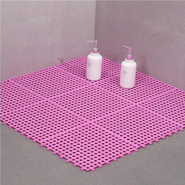 Bathroom Mat 30 X 30cm Prevent Slipping Spliced Comfortable Indoor Bath Mat for Bathrooms Kitchens ResidencesPink