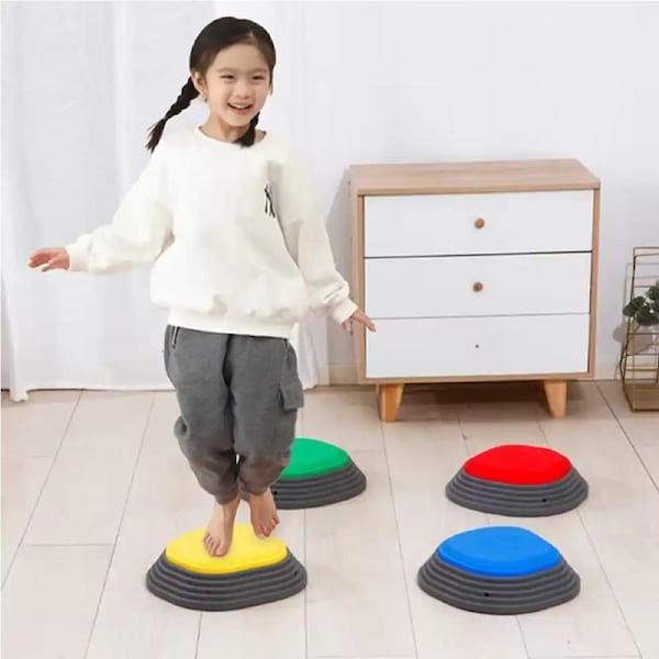Anti-Slip Bouncing Stepping Stones for Kids Play - Red