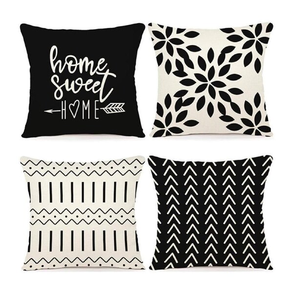 Catzon 4 Pcs Modern Throw Pillow Covers Geometric Flower Pattern for Couch-28