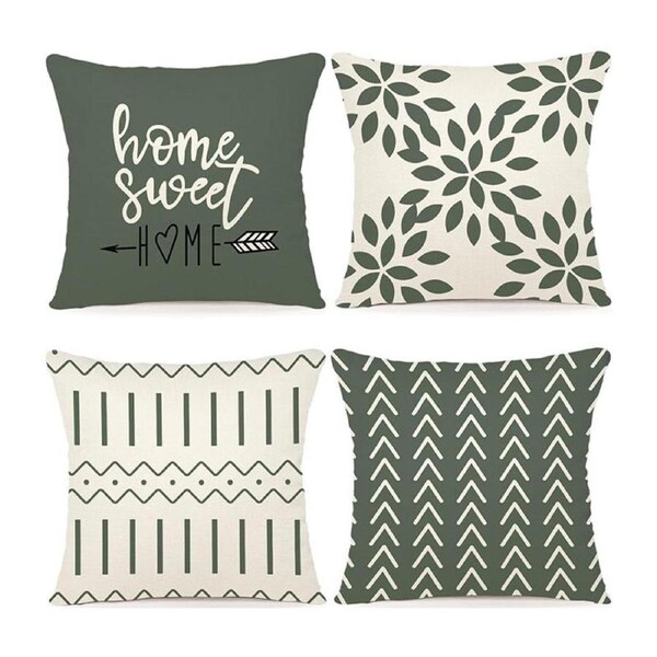 Catzon 4 Pcs Modern Throw Pillow Covers Geometric Flower Pattern for Couch-27