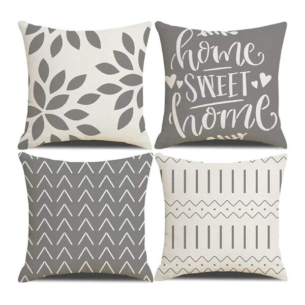 Catzon 4 Pcs Modern Throw Pillow Covers Geometric Flower Pattern for Couch-7