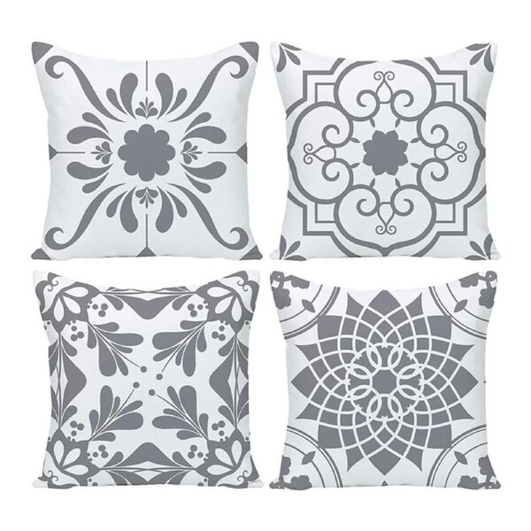 Catzon 4 Pcs Modern Throw Pillow Covers Geometric Flower Pattern for Couch-16
