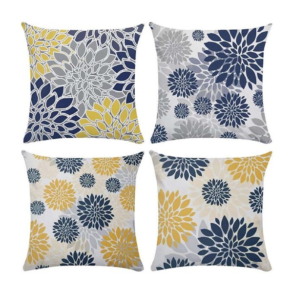 Catzon 4 Pcs Modern Throw Pillow Covers Geometric Flower Pattern for Couch-11