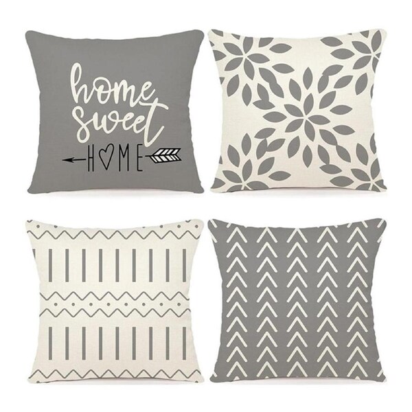 Catzon 4 Pcs Modern Throw Pillow Covers Geometric Flower Pattern for Couch-26