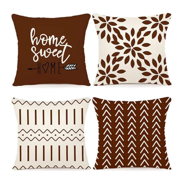 Catzon 4 Pcs Modern Throw Pillow Covers Geometric Flower Pattern for Couch-31