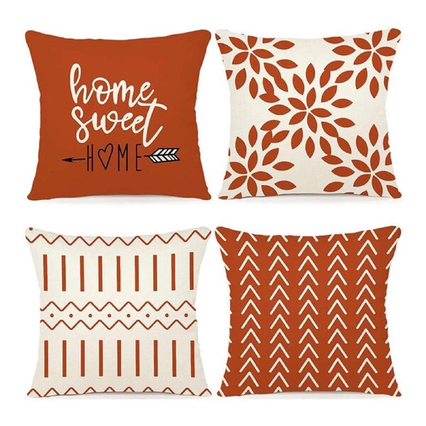 Catzon 4 Pcs Modern Throw Pillow Covers Geometric Flower Pattern for Couch-30