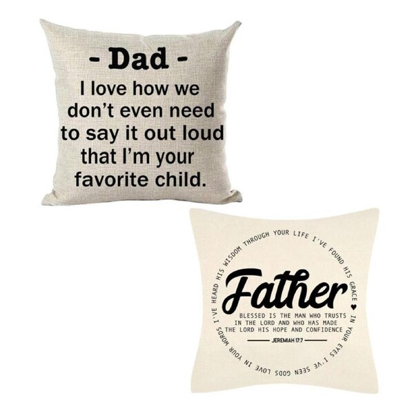 Catzon 2 Pcs Linen Throw Pillow Covers for Dear Dad Birthday Gifts for Father-Set 1