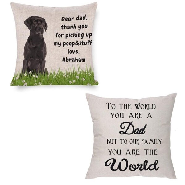 Catzon 2 Pcs Linen Throw Pillow Covers for Dear Dad Birthday Gifts for Father-Set 4