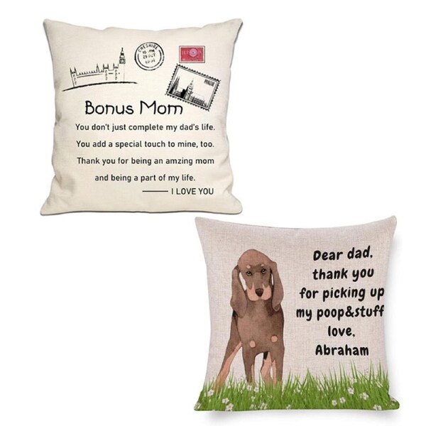 Catzon 2 Pcs Linen Throw Pillow Covers for Dear Dad Birthday Gifts for Father-Set 8